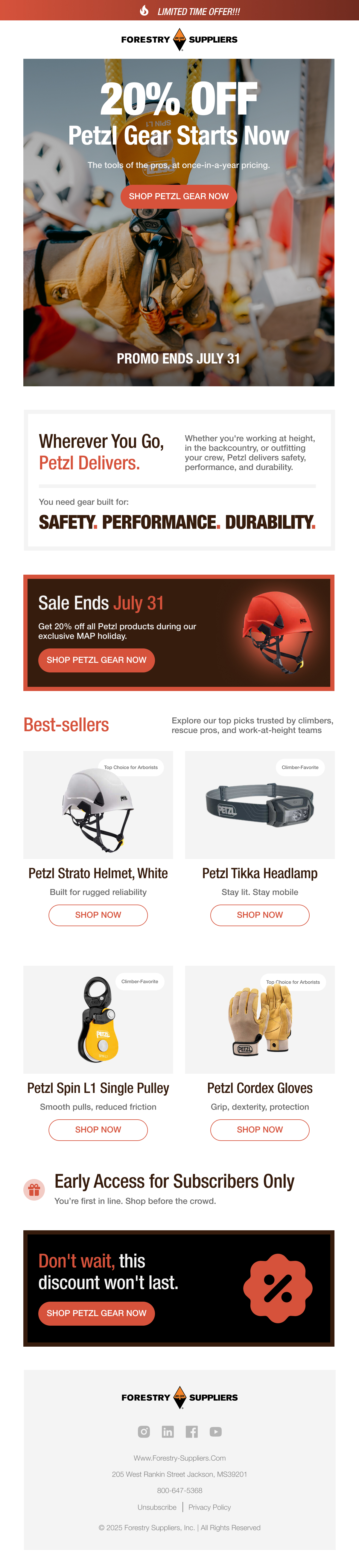 Petzl Gear Starts Now email design preview